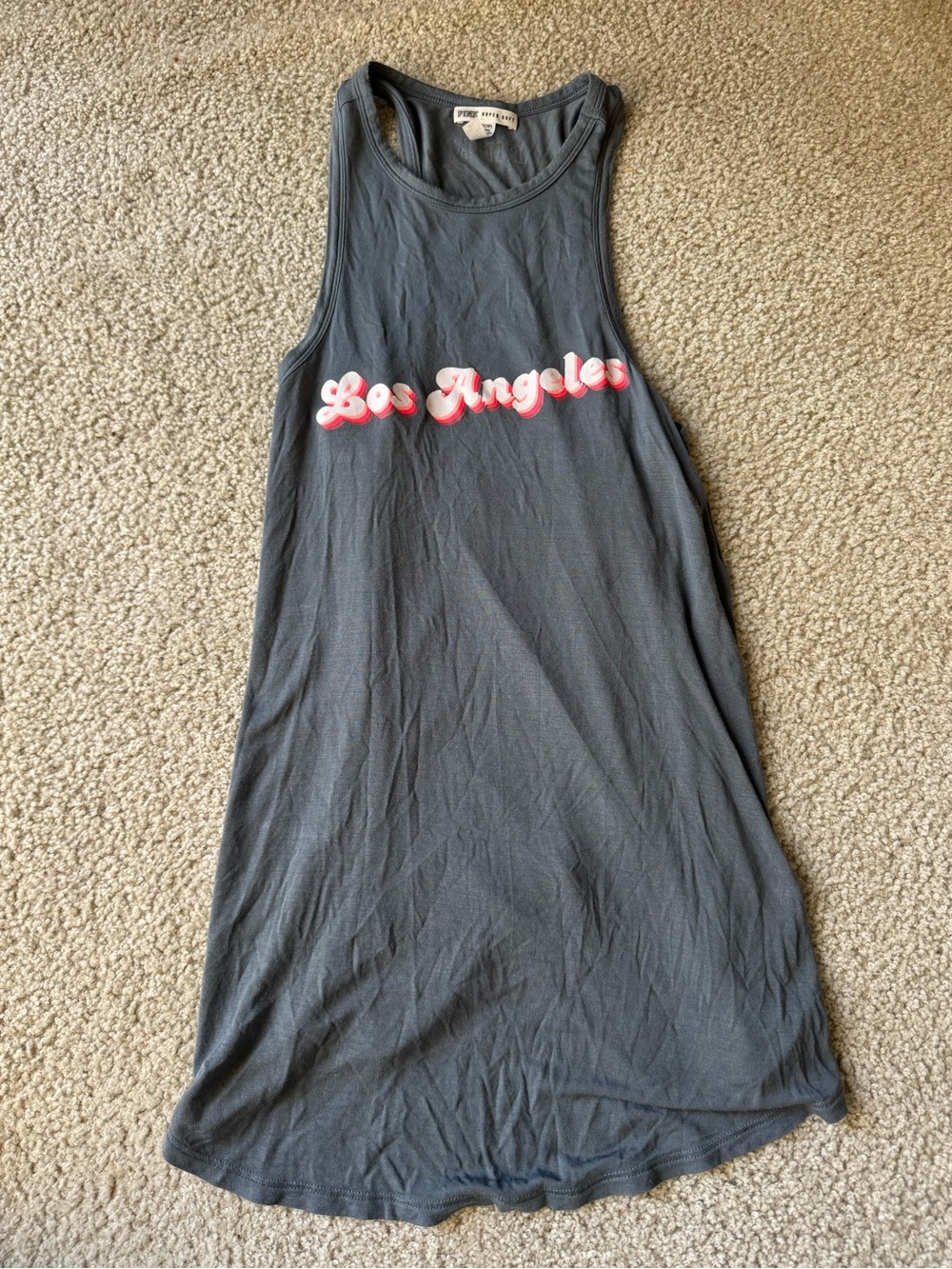 PINK Victoria's Secret Charcoal Gray 'Los Angeles' Graphic Tank sexy casual